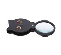 Cartoon Owl Pocket Folding Magnifier 8x Plastic Portable | Rotating Cover, Science Class and Hobby Inspection, Black Finish, Compact Travel Use, Foldable Design