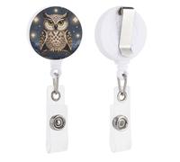 Cartoon Owl Retractable Badge Reel - Personalized ID Name Badge Holder with Lanyard Cute Badges Reel Holder Round Nurse Doctor Name Tag Badges Clip for Work
