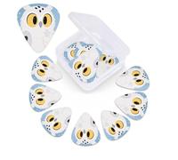 Cartoon Owl Snow Guitar Picks 12 Pack with Organizer Box, 0.46 0.71 0.96 mm Includes Thin Medium Heavy Thickness,Abstract Guitar Pick Plectrums for Electric Guitar Ukulele Bass