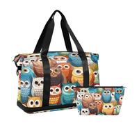 Cartoon Owl Travel Duffel Bag Waterproof Gym Sport Tote Bag Carry On Weekender Bag with Compartment