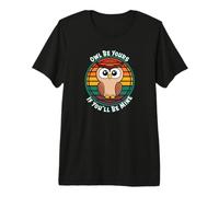 Cartoon Owl w/Big Eyes Rainbow Retro Sunset I'll Be Yours Premium T-Shirt