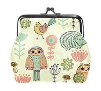 Cartoon Owls Bird Hedgehog Garden Women’s PU Leather Coin Wallets Girls Mini Buckle Coin Purse Pouch