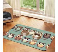 Cartoon Owls Cute Print Cat Food Mat Pet Feeding Mat for Floor Pet Supplies Dog Water Bowl Mat Dog Essentials
