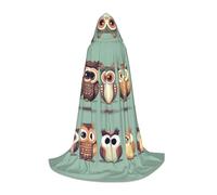 Cartoon Owls Cute Print Hooded Cloak Cape Halloween Witch Costume For Men And Women Cosplay Costumes