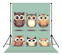 Cartoon Owls Cute Print Photo Studio Background 5x7ft Soft Photo Backdrop Curtain For Studio Content Creator Equipment