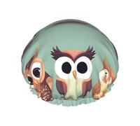 Cartoon Owls Cute Print Shower Cap, Shower Cap for Women Reusable, Waterproof Bath Cap,Quick Drying Bath Hair Cap