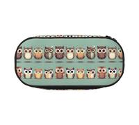 Cartoon Owls Cute Print Stylish School Students Pencil Bag Reusable Pens Makeup Toiletry Case Easy Access