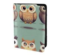 Cartoon Owls Cute print Travel Wallet Passport Holder Case for Family Leather Passport Cover for Men Women, Black, One Size