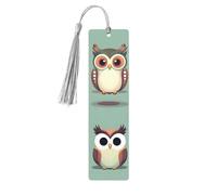 Cartoon Owls Cute Print Wooden Bookmark with Tassel, Exquisite Pattern Ideal Gift for Book Lovers, for Home Office Library