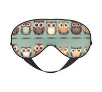 Cartoon Owls Cute Printing Soft Eye Mask,Double-Sided Soft Eye Cover for Sleep,Travel,Yoga, Adjustable Strap, Blocks Light