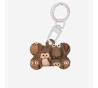 Cartoon Owls Printed Acrylic Bone-Shaped Pet Tag with Colorful Chain and Lovely Pet Identification Tag.