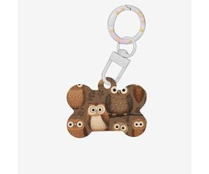 Cartoon Owls Printed Acrylic Bone-Shaped Pet Tag with Colorful Chain and Lovely Pet Identification Tag.