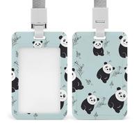 Cartoon Panda Bear Badge Holder Hard Plastic Card Case Protector Pouch Name Key Card Holder Case for Office ID Credit Cards and Proximity Key Cards