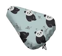 Cartoon Panda Bear Bike Seat Cover for Men Women Water Repellent Exercise Bike Seat Cushion Adjustable Bicycle Seat for Outdoor Biking