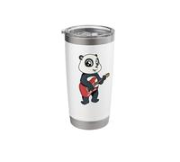 Cartoon Panda Bear Playing Electric Guitar Stainless Steel Insulated Tumbler