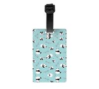 Cartoon Panda Bear Print Luggage Tags with Full Back Privacy Cover â€“ Durable PVC ID Labels for Suitcases & Backpacks