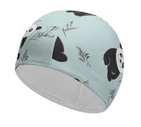 Cartoon Panda Bear Swim Cap for Women Men Swimming Hat Bath Waterproof Pool Caps for Long Thick Curly Hair