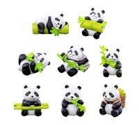 Cartoon Panda Cake Toppers Figures Toy Set Of 8 Realistic Animal Miniature Figurines For Garden Potted Plant Decoration Panda Cake Toppers