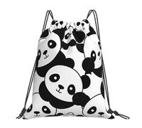 Cartoon Panda Cute Animal Unisex Drawstring Bag Portable String Backpack Durable Drawstring Backpack For Sports Beach Gym