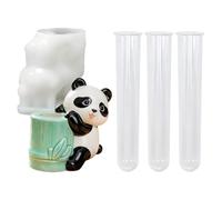 Cartoon Panda Hydroponic Resin Mold Set, 3 Transparent Test Tube Plant Holder with Panda Silicone Mold for Epoxy Resin Plant Propagation Station, DIY Flowers Preservation, Desk Decor Plant Kit