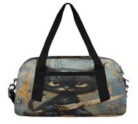 Cartoon Panda Kids Duffle Bag Boys Girls Small Sport Dance Gym Bag for Overnight Travel Weekender Carry On, Killer Cat, 18.5"L x 9.4"W x 7.8"H