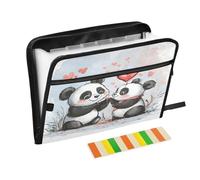 Cartoon Panda Love Heart Expanding File Folder 13 Pockets Accordion File Organiser Folders for Paperwork A4 Storage Portable Document Organiser Filing Wallet