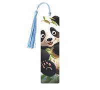 Cartoon Panda On The Tree Branch Metal Bookmarks with Tassels,Pendant Unique Handmade Bookmark Craft DIY Wooden Bookmarks Cute Hanging Tags Ornaments for Book Lovers Birthday Teachers Gift