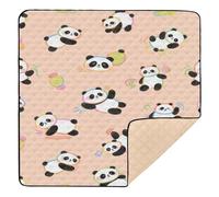 Cartoon Panda Pink Large Sturdy Baby Floor Play mat for Indoor Outdoor One-Piecing Foldable Activity Gym Mat for Babies Infants Toddlers, 50'' x 50''