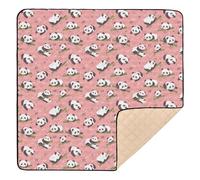 Cartoon Panda Plant Cute Large Sturdy Baby Activity Play Mat for Indoor Outdoor Waterproof Tummy Time & Crawling Mat for Baby Kids Toddlers Infants, 50'' x 50''