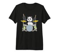 Cartoon Panda Playing The Drums Premium T-Shirt