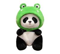 Cartoon Panda Plush - Frog Giant Panda Panda Panda Hat, Decorative Plush | Soft Animal With Cute Outfit, Cozy Sleeping Companion And Ornament At Home For Bed, Sofa, Car And
