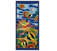 Cartoon Panda Rainbow Unicorn Microfiber Bath Towel 150x75cm Rectangle Animal Printed Beach Towel Pink and Blue Stripe Girls Boys Kids Yoga Mat Picnic Blanket (Deep Sea Fish Group)