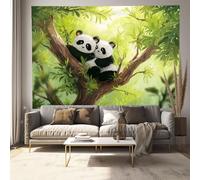 Cartoon Panda Tapestry, Jungle Animals Wall Tapestry, Bedroom Dorm Room Decorative Tapestries, Green 100 X 150 Cm,Suitable For Beach Towels, Yoga Mats, Holiday Party Decorations