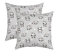 Cartoon Panda Throw Pillow Covers 16"x16" Set of 2 Soft Cute Animal Cushion Covers for for Sofa Cute Animal Decor Black White Heart Love Panda Bear Decorative Pillowcases Outdoor Pillows Covers