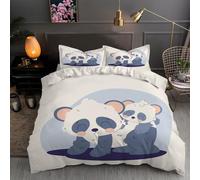 Cartoon Panda Toddler Duvet Cover Set 120x150cm - Toddler Bed Duvet Cover with Pillowcase for Boys Girls Cute Quilt Cover Set Breathable, Soft, Comfy, Anti-Allergic