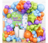 Cartoon Party Balloons, 5/10/12/18 Inch Orange and Blue Purple Green Balloon Arch for Kids Cartoon Theme Birthday Baby Shower Party Decor