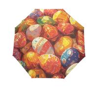 Cartoon Party Eggs Pattern Umbrella Automatic Folding Men Women Travel Umbrellas Auto Open Close Sun Blocking Windproof