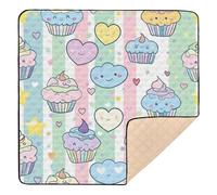 Cartoon Pastel Cakes Cute Foldable Baby Activity Play Mat for Indoor Outdoor Water Resistant Foldable Activity Entertainment Mat for Babies Infants Toddlers, 50'' x 50''tapete para
