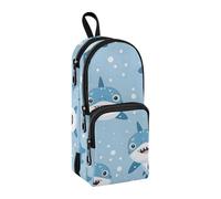 Cartoon Pattern Baby Shark Pencil Case, Big Capacity Pen Bag with Compartment Students Schoolbag Shape Stationery Organizer Pencil Pouch Marker Case for School Office Work