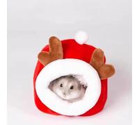 Cartoon Pattern Hamster & Small Pet Animal House Cage Accessories Hideout Cotton Nest for Autumn Winter Pet Keeping Warm Guinea Pig Rats (Christmas B)
