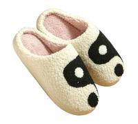 Cartoon Pattern Printed Fuzzy Slippers for Women Men, Cozy Soft Plush Warm Retro Slip-On Comfortable Indoor/Outdoor House Shoes(40/41 EU, Tai Chi)