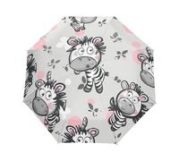 Cartoon Pattern Zebra Horse Umbrella Automatic Folding Men Women Travel Umbrellas Auto Open Close Sun Blocking Windproof