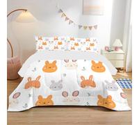 Cartoon Patterns Super King Duvet 7.5 Tog, Soft Reversible Coverless Duvet, Rabbit Super King Duvets for All Seasons, Microfiber Double Bed Duvet with 2 Pillowcases (260 * 220cm) -Ad18
