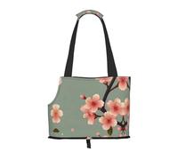 Cartoon Peach Blossom Printed pet Shoulder Bag - Foldable Design, Small cat and Dog Travel Bag