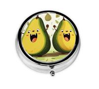 Cartoon Pears Pill Box Metal Round Small Pill Case Cute 3 Compartment Pill Organizer Portable Travel Pillbox Mini Pill Container Holder for Daily Medicine Supplement Vitamin