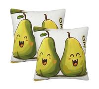 Cartoon Pears Printed Pillowcase 2 Pack 20"x20", Soft Decorative Pillow Cases with Hidden Zipper Double-Sided for Sofa Bed Living Room Bedroom