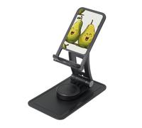 Cartoon Pears Prints Rotating Cell Phone Stand with 360° Swivel Base - Foldable Square Desk Phone Holder for iPhone 16 15 14 13 12 11,All Phones,Black