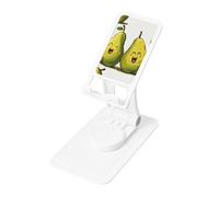 Cartoon Pears Prints Rotating Cell Phone Stand with 360° Swivel Base - Foldable Square Desk Phone Holder for iPhone 16 15 14 13 12 11,All Phones,White