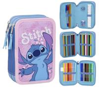 CARTOON Pencil Case Multi-Compartment Pencil Case 3 Zip for School Complete Pens Pencils Colours Markers, Stitch, 12.5 x 6.5 x 19.5 cm, Pencil Cases