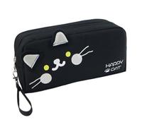 Cartoon Pencil Pouch, Cute Embroidered Cat Pen Case, Zipper Pencils Storage Bag for Students, School Stationery Organizer and Makeup Cosmetic Pouches, Ruler Eraser Pens, 8.66 x 2.76 x 3.94 inches